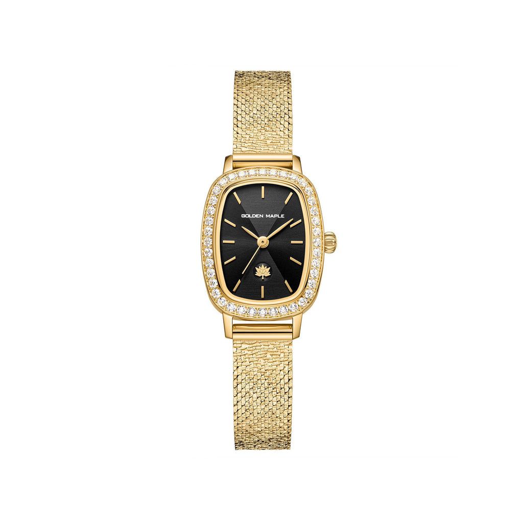 GOLDEN MAPLE Dainty Watches for Women - Black