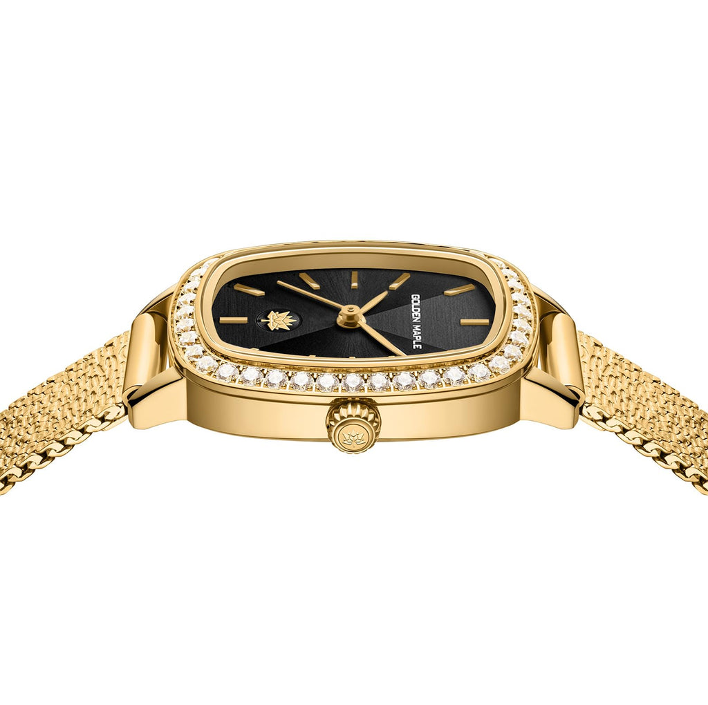 GOLDEN MAPLE Dainty Watches for Women - Black