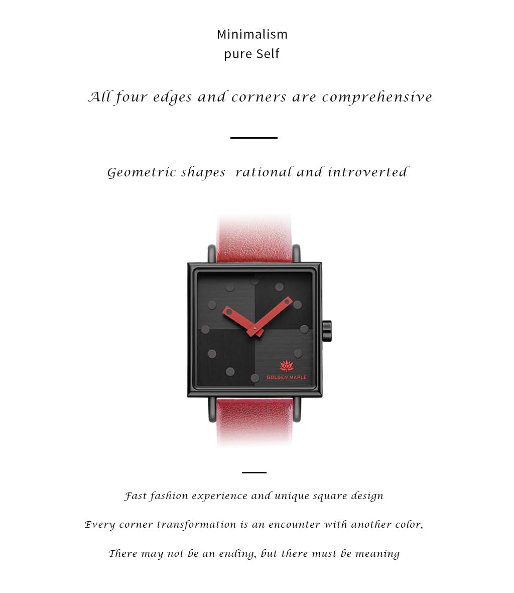 Golden Maple （GM） Facet Women's Watch -  Red/Black