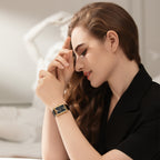 Square Rose Gold Watch -   Black