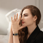 Square Rose Gold Watch -   Black