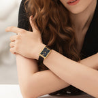 Square Rose Gold Watch -   Black